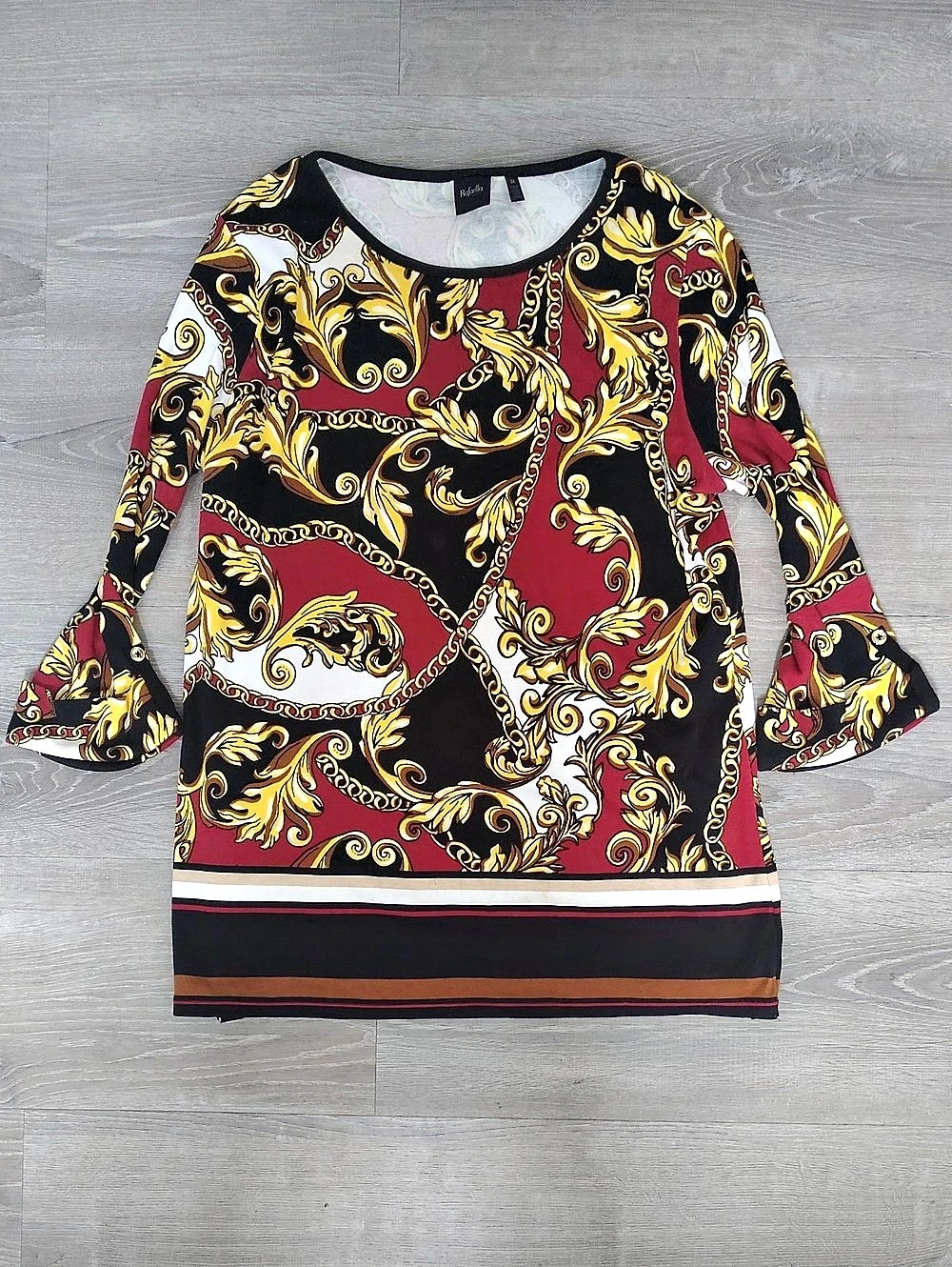Rafaella Paisley Full Cotton Blouse in Red & Black 2X
